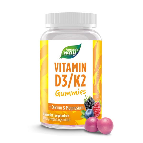 Vitamin D3/K2 Gummibärchen für Erwachsene & Kinder I 25 µg Vitamin D3 I 25 µg Vitamin K2 I Wild B... 60 St