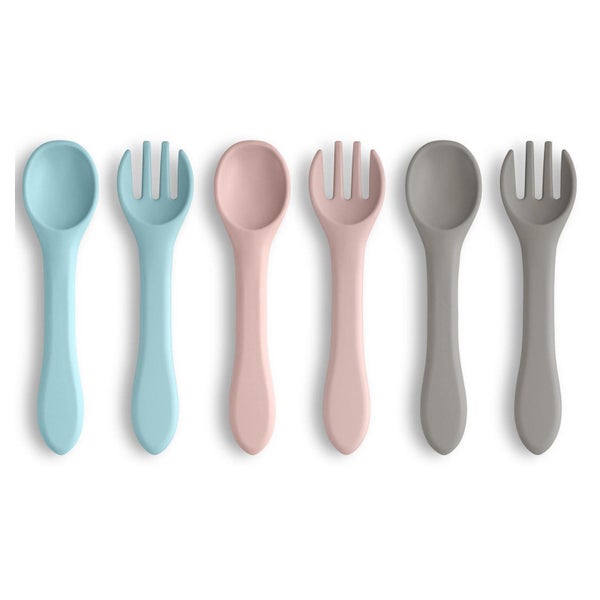 Silikon Kinderbesteck Set Babylöffel und Gabel BPA 1 St