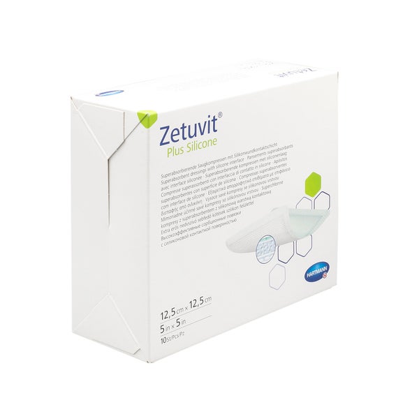 Zetuvit Plus Silicone Steril 12,5x12,5 Cm 10 St