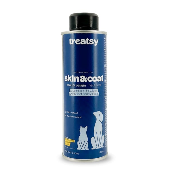Treatsy Natürliches Öl Omega 3 EPA DHA – Haut & Fell für Hunde und Katzen 250 ml