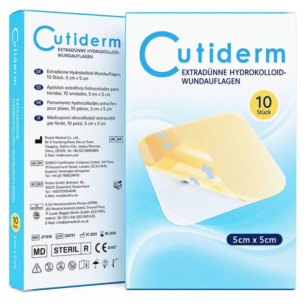 Cutiderm Hydrokolloid Extra Dünn Wundauflage 5cm x 5cm 10 St