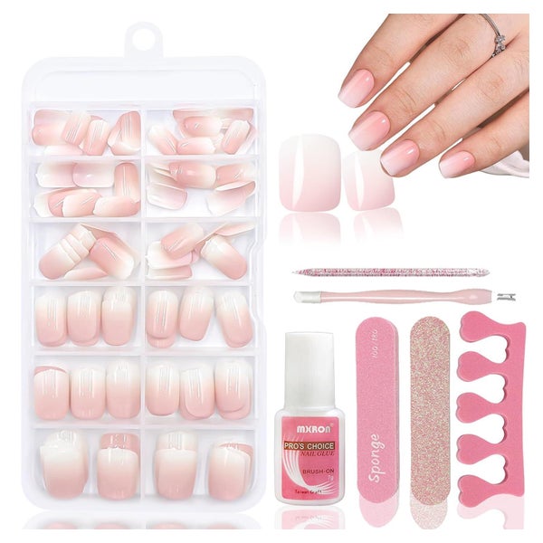 Kunstnägel 120PCS Nude Pink Squoval Nude Square 1 ml (1er Pa 1 St