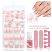 Kunstnägel 120PCS Nude Pink Squoval Nude Square 1 ml (1er Pa 1 St