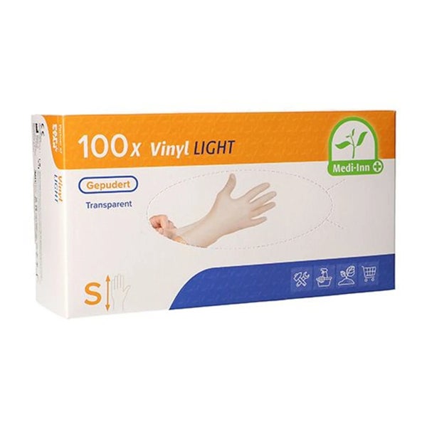 Medi-Inn Vinyl Light Einmalhandschuhe, transparent, gepudert, Gr. S 1000 St