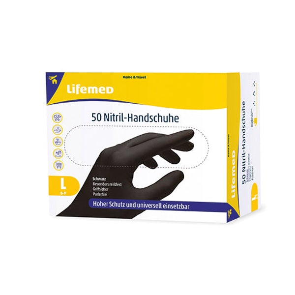 Lifemed Handschuhe Nitril, puderfrei, schwarz, Gr. L 800 St