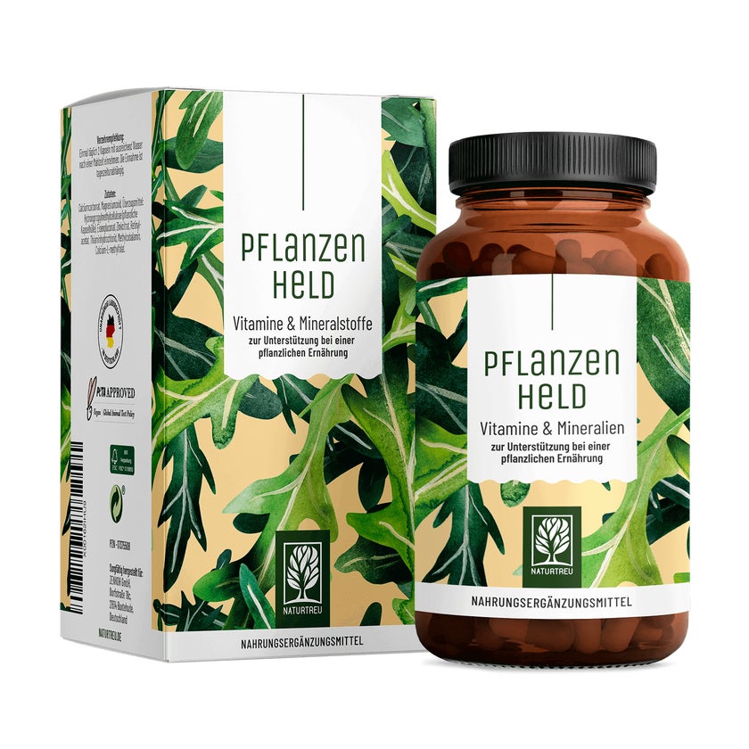 Vitamine & Mineralien für pflanzliche Ernährung - Mikronährstoff-Komplex für Veganer & Vegetarier - PFLANZENHELD - 240 vegane Kapseln - NATURTREU® 2 x 120 St