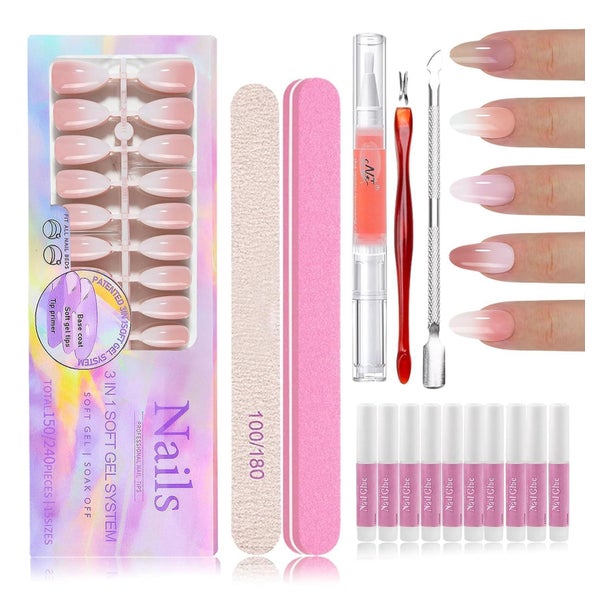 Falsche Nägel 150 Stück Kit 5 Farben Gradient Mandel 1 ml (1 1 St