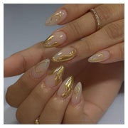 Künstliche Fingernägel Kurz Nude 3D Gold French AKP1 1 St