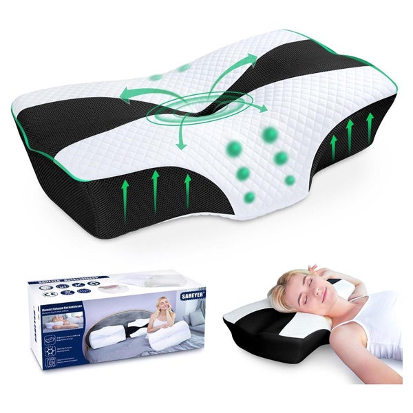 Orthopädisches Nackenkissen Memory Foam Schwarz Ergonomisch 1 St