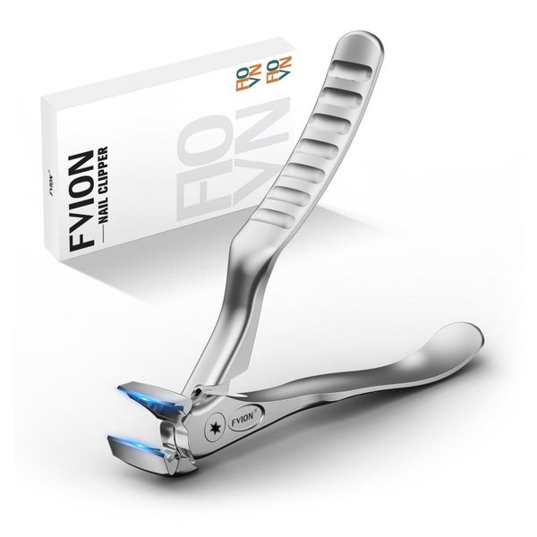 FVION Fußnagelknipser mit langem Griff - Für dicke Nägel, Senioren, Edelstahl