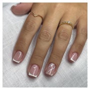 Künstliche Fingernägel Kurz Square French Nude Glitzer FB21 1 St