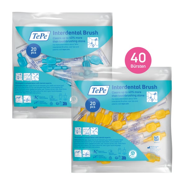 TePe Interdentalbürsten 2er Set, Blau + Gelb 40 St