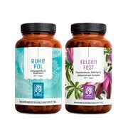 Produktabbildung: Anti-Stress Paket: Ashwagandha + Rosenwurz & Johanniskraut, Baldrian + Passionsblume in einem veganen Bundle - RUHEPOL & FELSENFEST - NATURTREU® 98.4 g