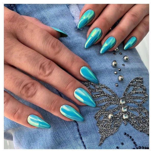 Press On Nägel Spiegeleffekt Mittel Mandel Bling Metallic Tü 1 St