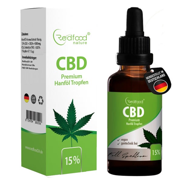 CBD ÖL 15 % Vollspektrum Hanf Öl (4500mg) 30 ml