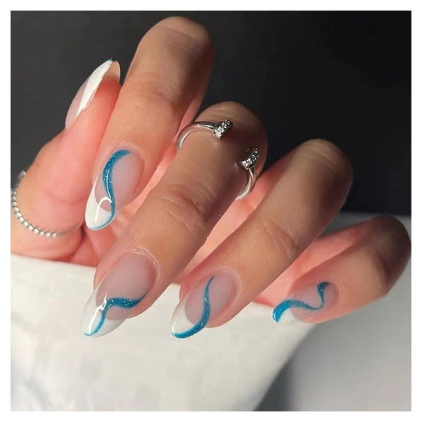 Kunstnägel 24 Stück Mandel Kurz Weiß French Stiletto white f 1 St