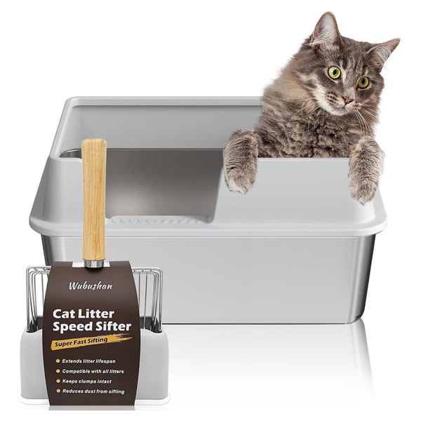 Katzenklo Edelstahl XXL offene Metallschaufel hoher 50*35*25 1 St