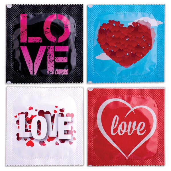 «Love» – Motivkondome, 144 Stück, Comfort-Form, 54 mm (144 Kondome) 144 St