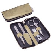 Reißverschluss-Etui aus Nubukleder mit Goldveredelung, 4-tlg 1 St