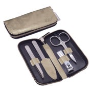 Reißverschluss-Etui aus Nubukleder mit Goldveredelung, 4-tlg 1 St