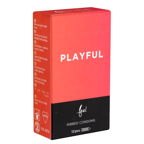 Playful“ Kondome – 12 gerippte Latexkondome (12 Kondome) 12 St