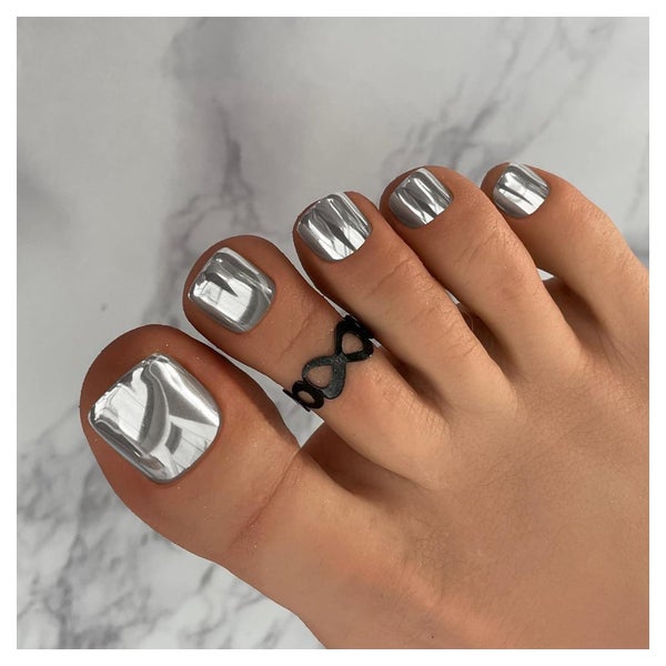 Zehennägel Acryl Kurz Quadratisch Glitzer Bling 24 Metallic 1 St