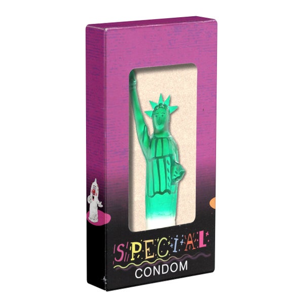 XL-Scherzkondom Freiheitsstatue New York 1 Stück handbemalt (1 Stück) 1 St