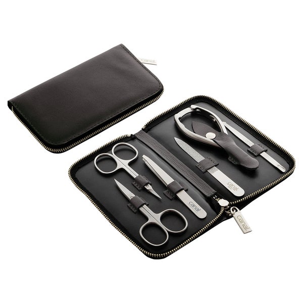 Reißverschluss-Etui aus Nappaleder schwarz, 6-teilig 1 St