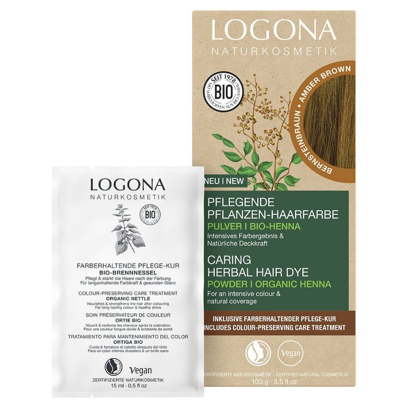 Logona Pflanzen-Haarfarbe Pulver Bernsteinbraun Bio 100 g