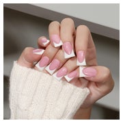 Nagelspitze French Tip weiß eckig mit Kleber 30 Stück rosa f 1 St
