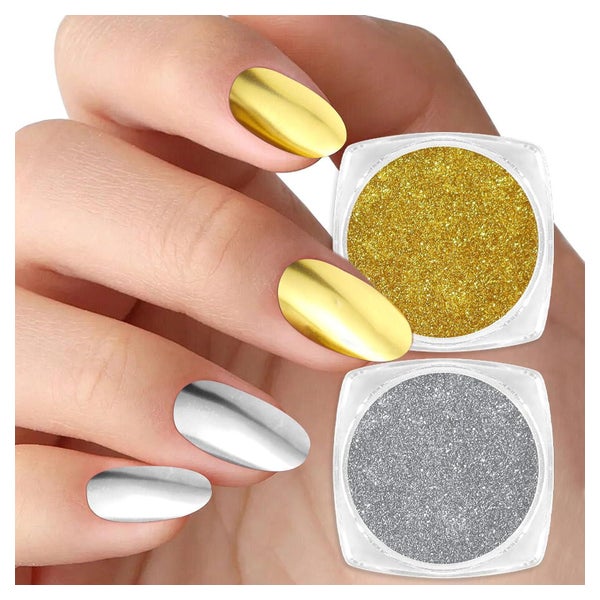 Chromepulver Nägel Pigment Nageldesign Glitzerpuder Silber u 1 St