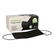 Medi-Inn Mundschutz mit Elastikbändern und Nasenbügel Typ II 3-lagig schwarz 10x50 St