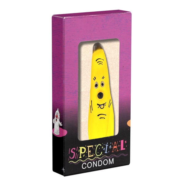 XL-Scherzkondom Banane 1 Stück handbemalt, Spaßartikel gelb (1 Stück) 1 St