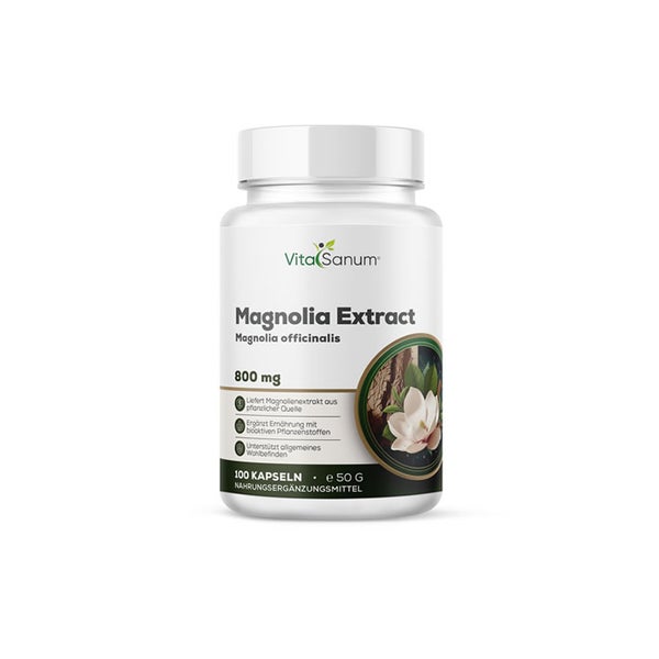 VitaSanum® – Magnolienrindenextrakt (Magnolia officinalis) – 800 mg Tagesportion – 100 vegane Kapseln 100 St