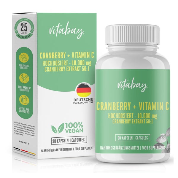 Cranberry+vitamin C 10.000 Mg Hochdosiert Kapseln 90 St