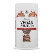 PEAK Yummy Vegan Protein - 450g - Geschmack Black Forest Cake I 15 Portionen I Proteinquellen: Kürbis, Favabohne, Erbse, Mandel, Hanf I frei von Gentechnik I glutenfrei 450 g