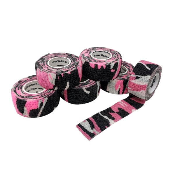 LisaCare Fingerpflaster - 2,5cm x 4,5m - 6er Set Camo-Rosa 6 St