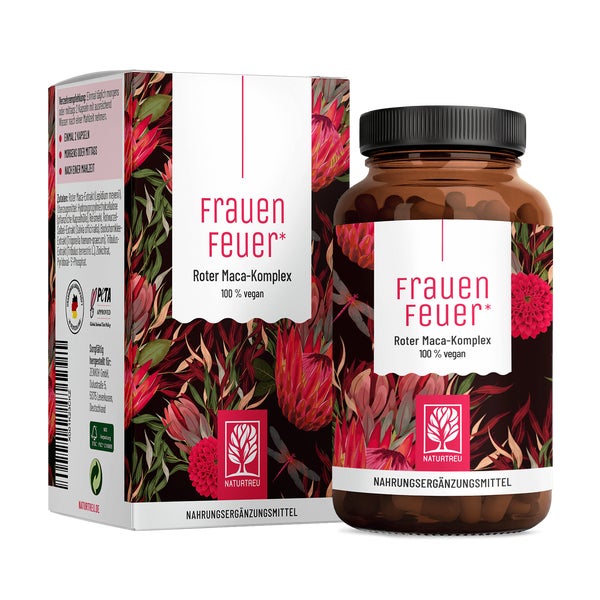 Roter Maca Komplex - FRAUENFEUER - 360 vegane Kapseln - NATURTREU® 3 x 120 St