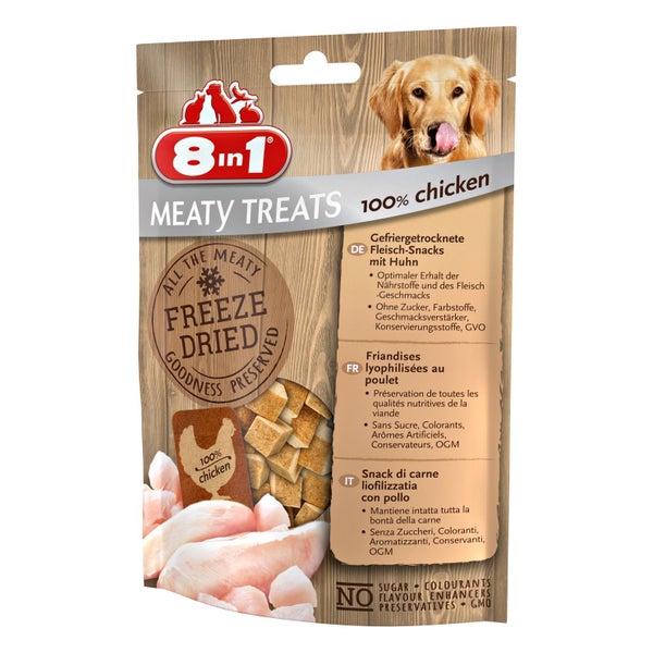 8in1 Meaty Treats Gefriergetrocknete Fleisch-Snacks 100% Hähnchenbrust 0,05 kg