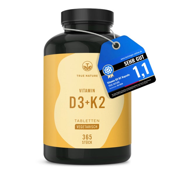 Vitamin D3 K2 Testsieger - D3 2500 IE - 1 Jahr Vorrat 365 St