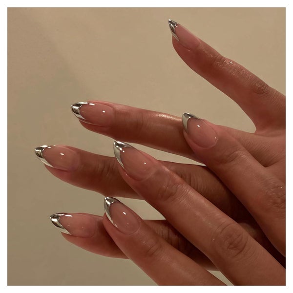 Press On Nails Chrome Tip Glitzer Kurz Bling 24 Glasiert Fre 1 St