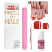 Künstliche Fußnägel 120 Stück Rot Press on Red 1 ml (1er Pac 1 St