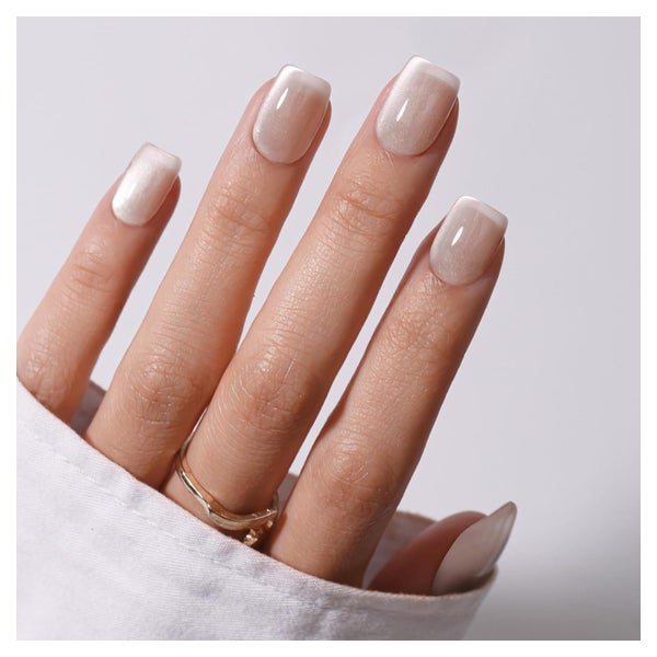 Fingernägel Press On Cat Eye Kurz Glitzer Sarg 30er Weiß 1 St