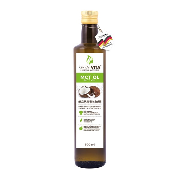GreatVita MCT Öl auf Kokosölbasis C8 & C10 Fettsäuren 500 ml