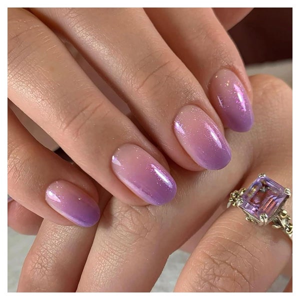 24 Stück Rosa Lila Gradient Oval Nägel zum Aufkleben Press o 1 St