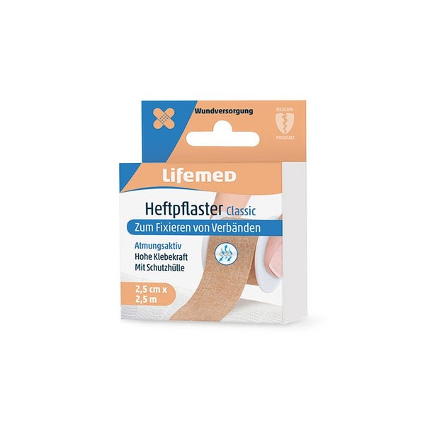 Lifemed Heftpflaster 2,5 m x 2,5 cm hautfarben "Classic" 30 m