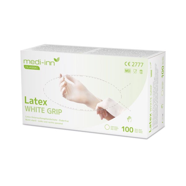 Medi-Inn Latex white grip Einmalhandschuhe puderfrei, Gr. M 1000 St