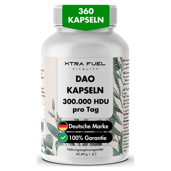XTRA FUEL DAO Vegan - Diaminoxidase Kapseln mit 300.000 HDU pro Tag 360 St