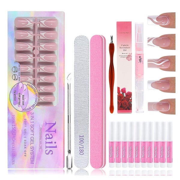 Fußnägel Kleben Rosa French Rosa French Long Square 1 ml (1e 1 St