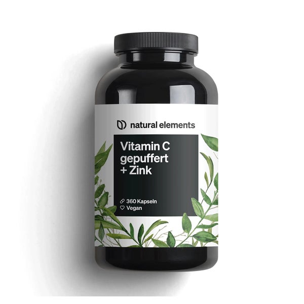 Vitamin C - 360 Kapseln - Hochdosiert mit 1000mg + 15mg Zink - Pflanzlich fermentiert & gepuffert (pH-neutral, säurefrei, magenschonend) - Laborgeprüft, vegan und in Deutschland produziert 360 St